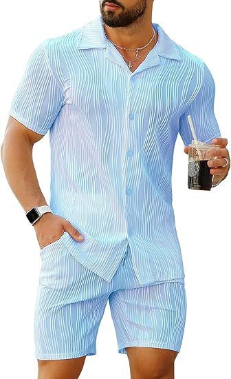 Street Fashion Casual - Conjuntos Masculinos de 2 Peças Camisa