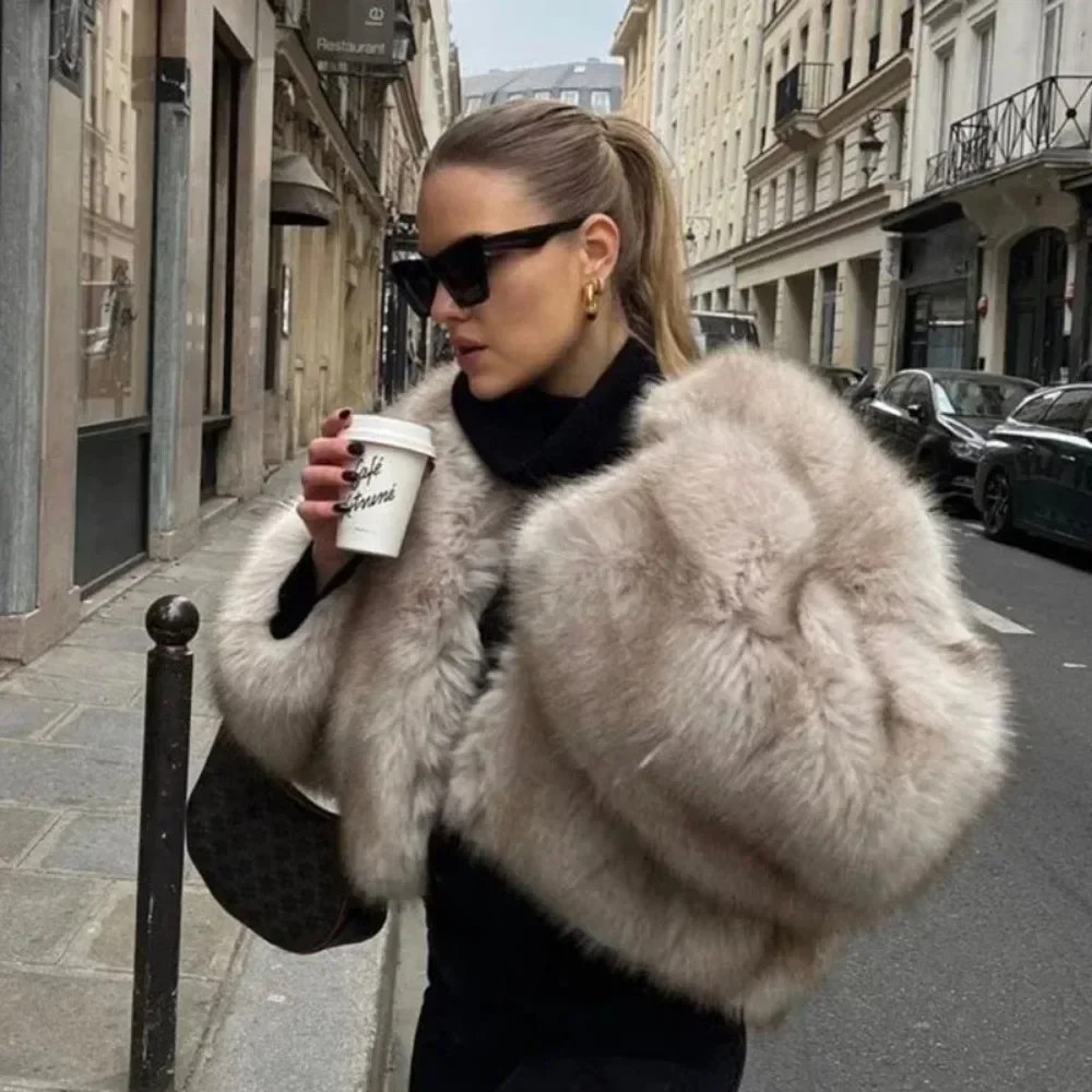 Street Fashion Week - Oftbuy jaqueta de pele sintética feminina
