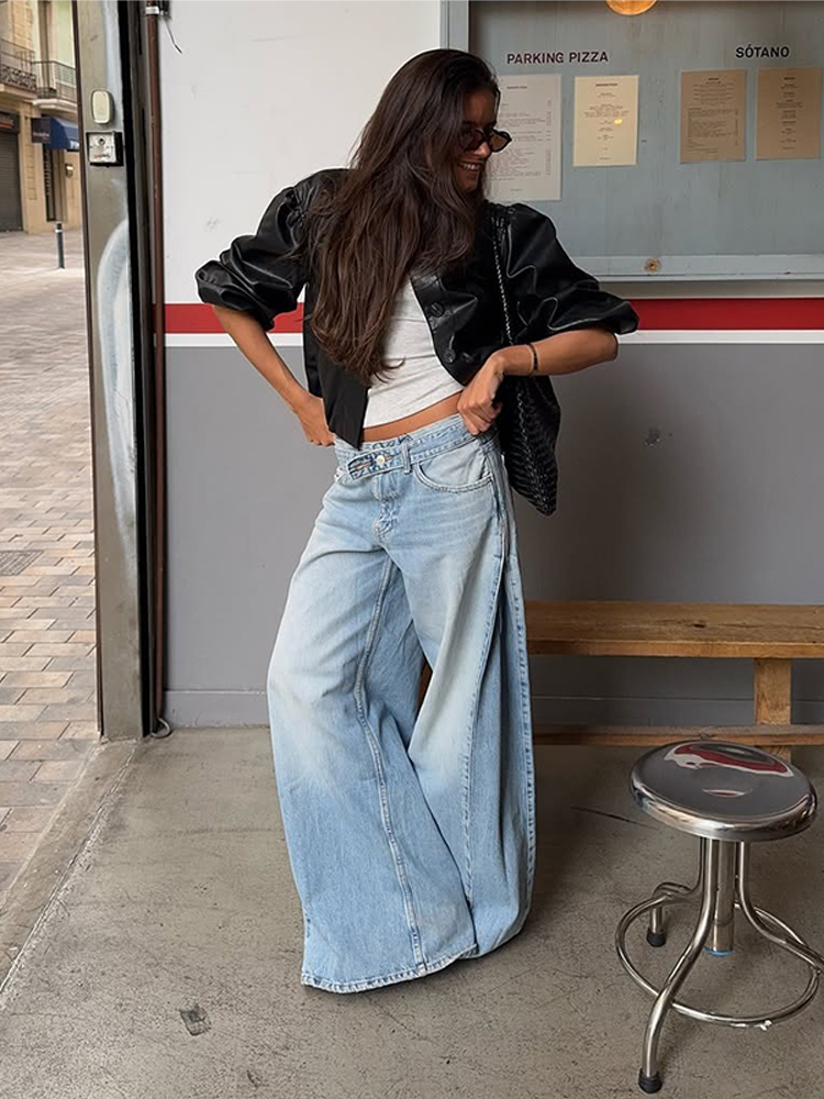 Street Fashion Urban - Calças Jeans Femininas Street Denim com