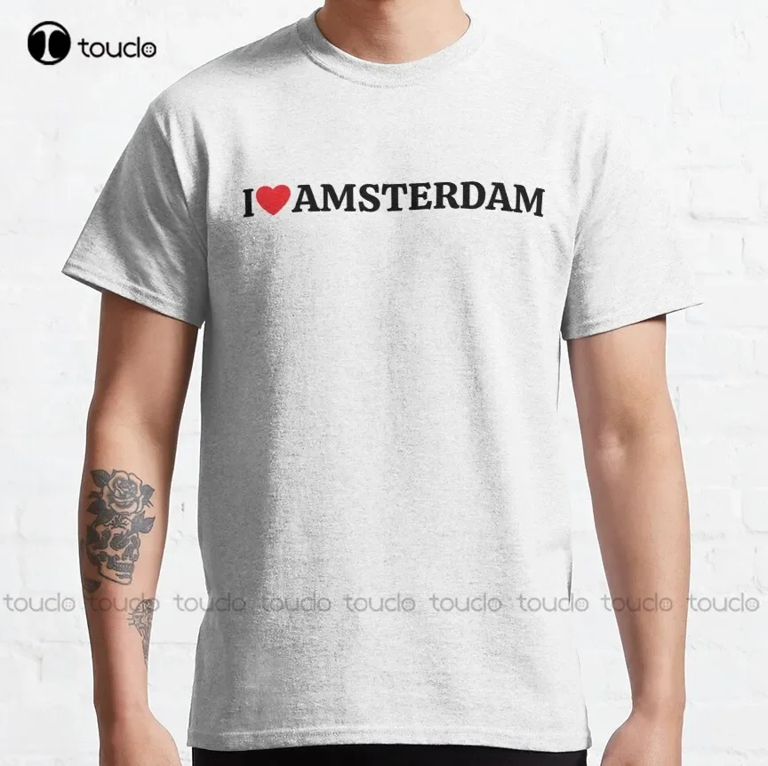 Street Fashion Amsterdam - Camiseta clássica azul com estampa de