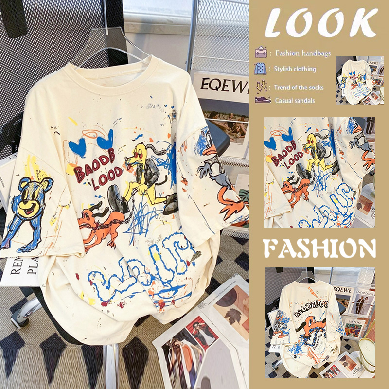 Street Fashion Graffiti - Camiseta Feminina Oversized de Manga Curta