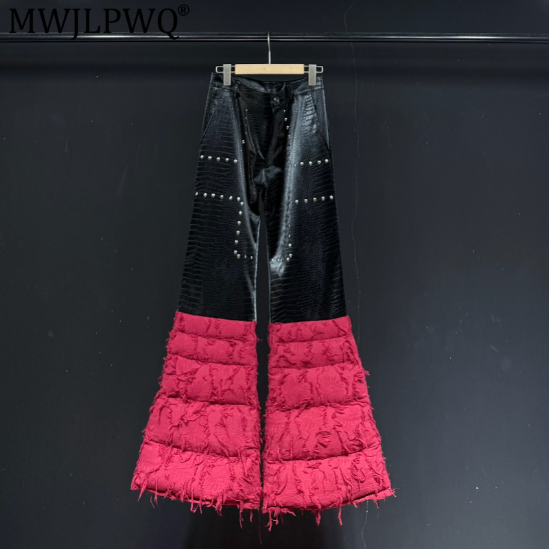 Street Fashion High End - Calças Flare em Patchwork Estilo Dark