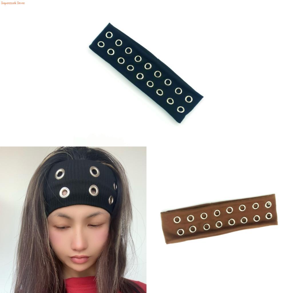 Street Fashion Reference - Q5we elástico headbands clássico punk ilhós