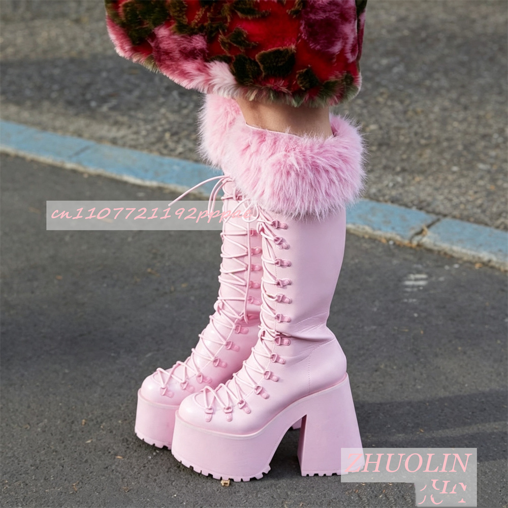Street Fashion Lady - Botas Femininas de Plataforma Cano Alto