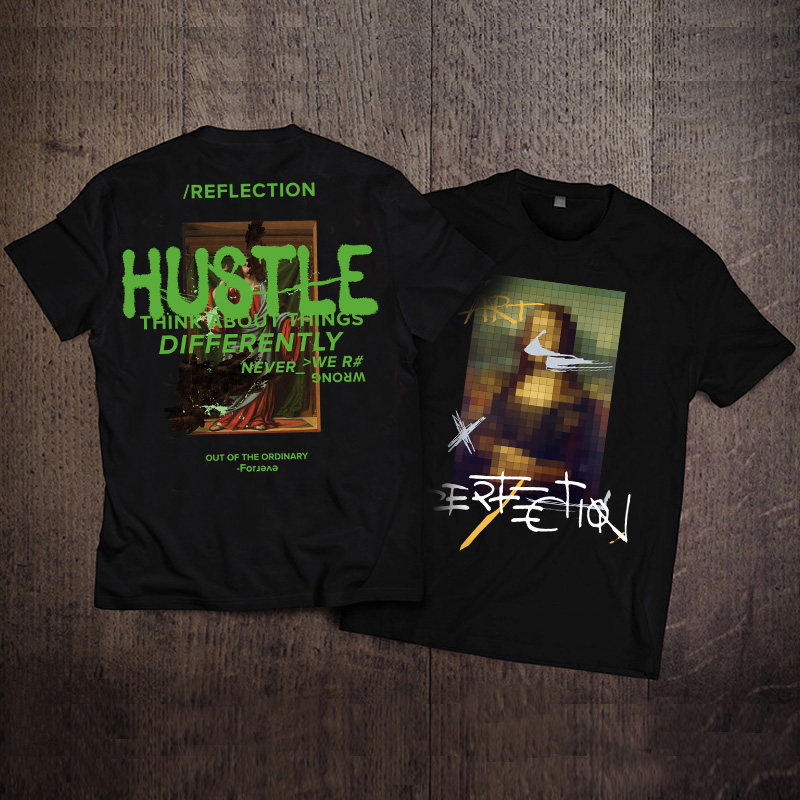 Camiseta de Algodão de Manga C - Street Fashion Graffiti avaliação e preço