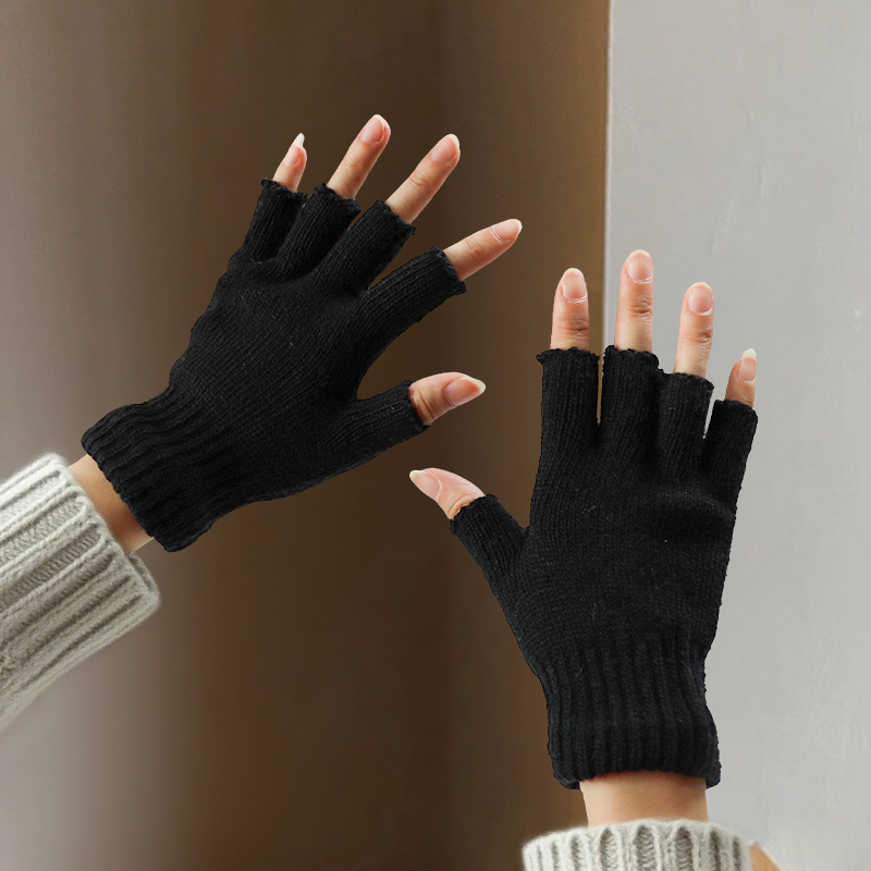 Luvas de meio dedo de lã para  - Street Fashion Gloves avaliação e preço