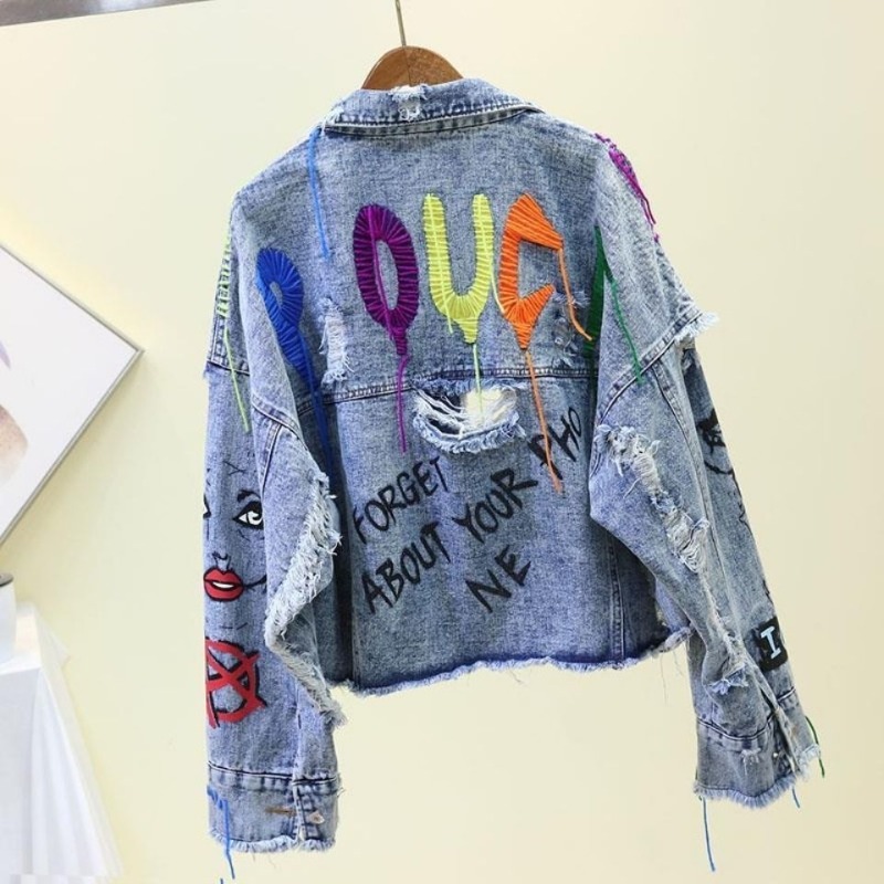 Moda graffiti casual denim jaq - Street Fashion Graffiti avaliação e preço