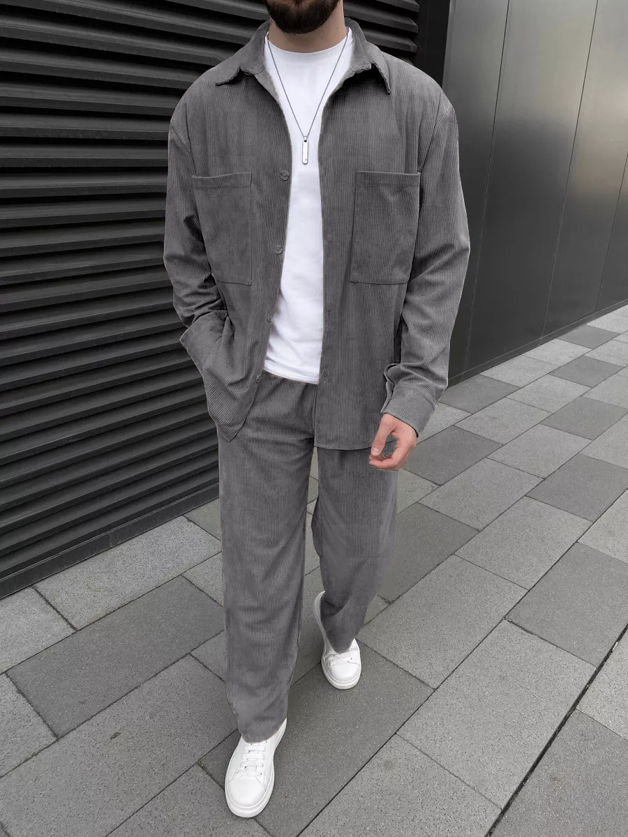 Conjunto Masculino de Corduroy - Street Fashion Casual avaliação e preço